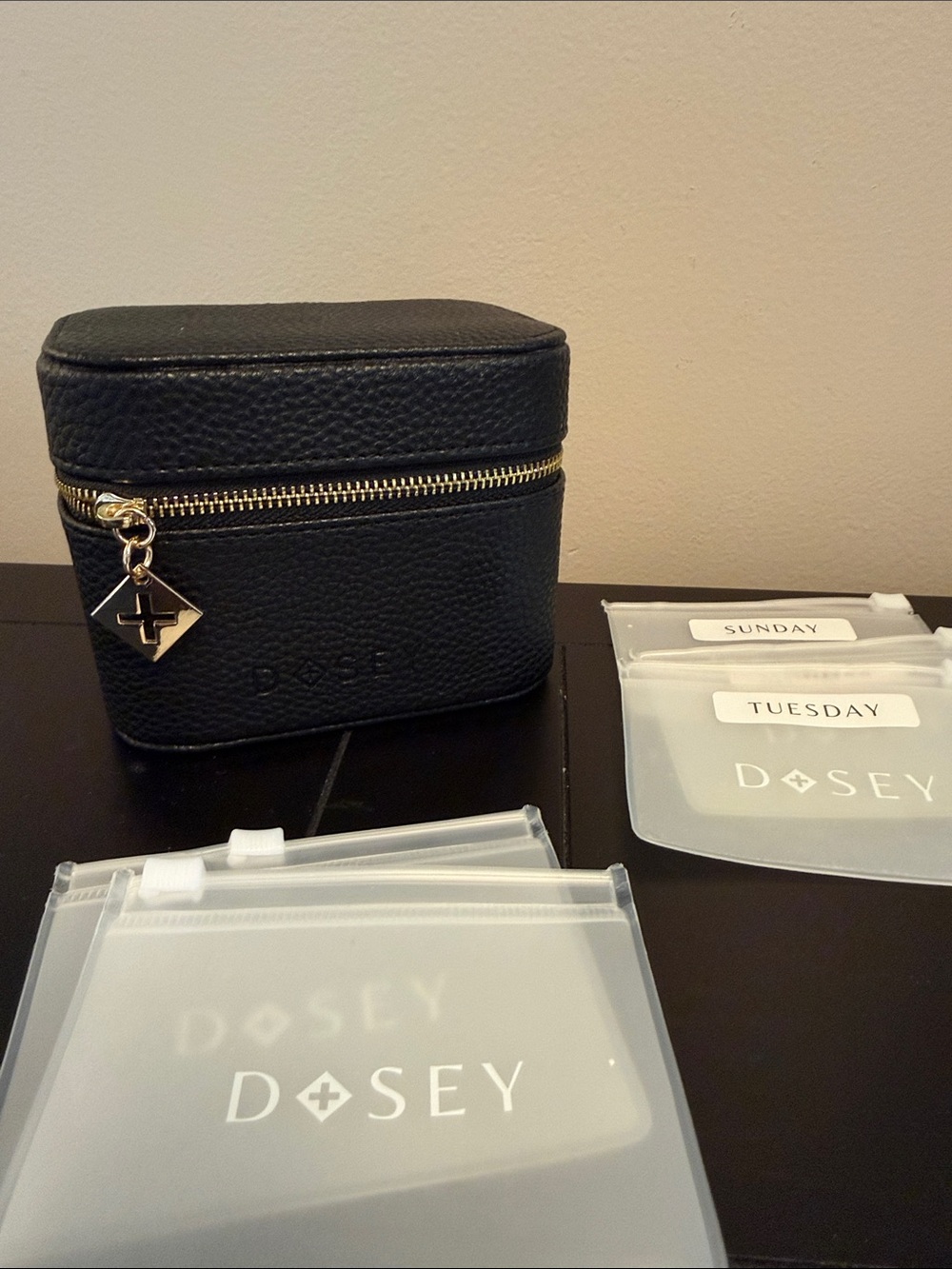 Dosey Travel Pill Organizer Set in Black and Clear